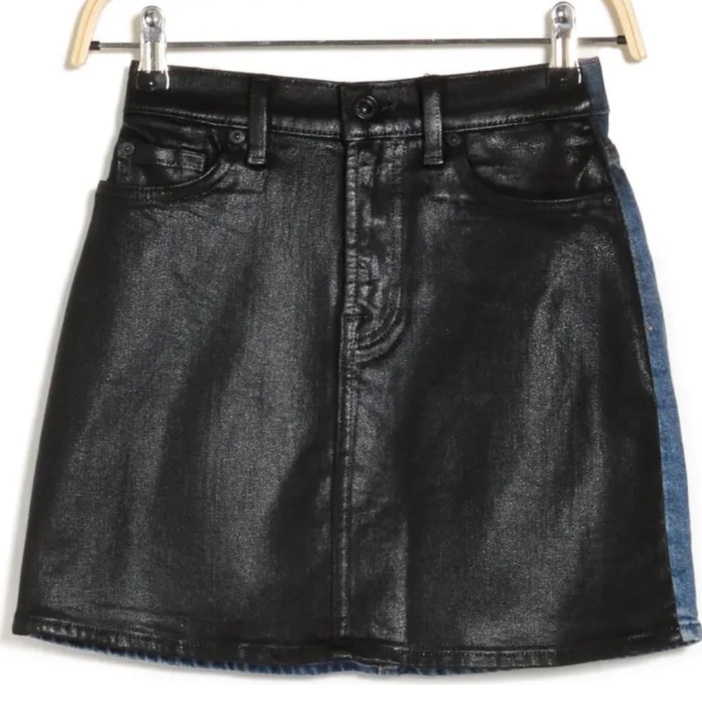 7 FOR ALL MANKIND Coated Front Denim Mini Skirt